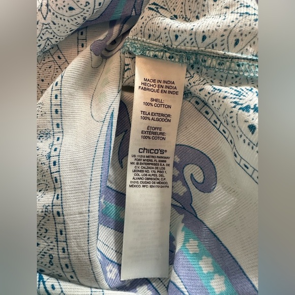 Chicos Faraway Land Embellished Blue Tunic XL 16 #1626 - Picture 9 of 11